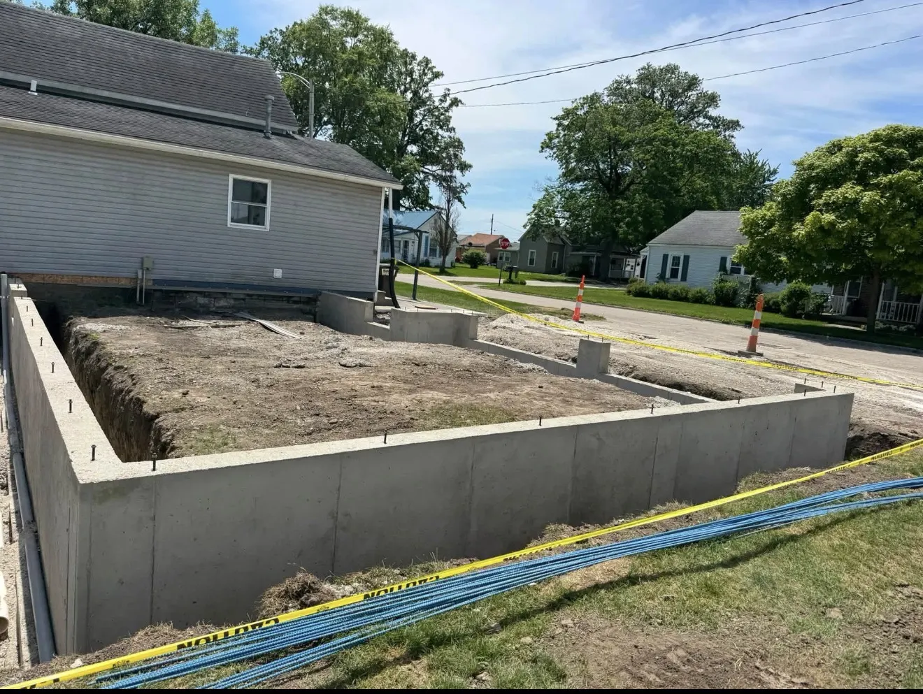 Poured concrete foundation walls for a residential project