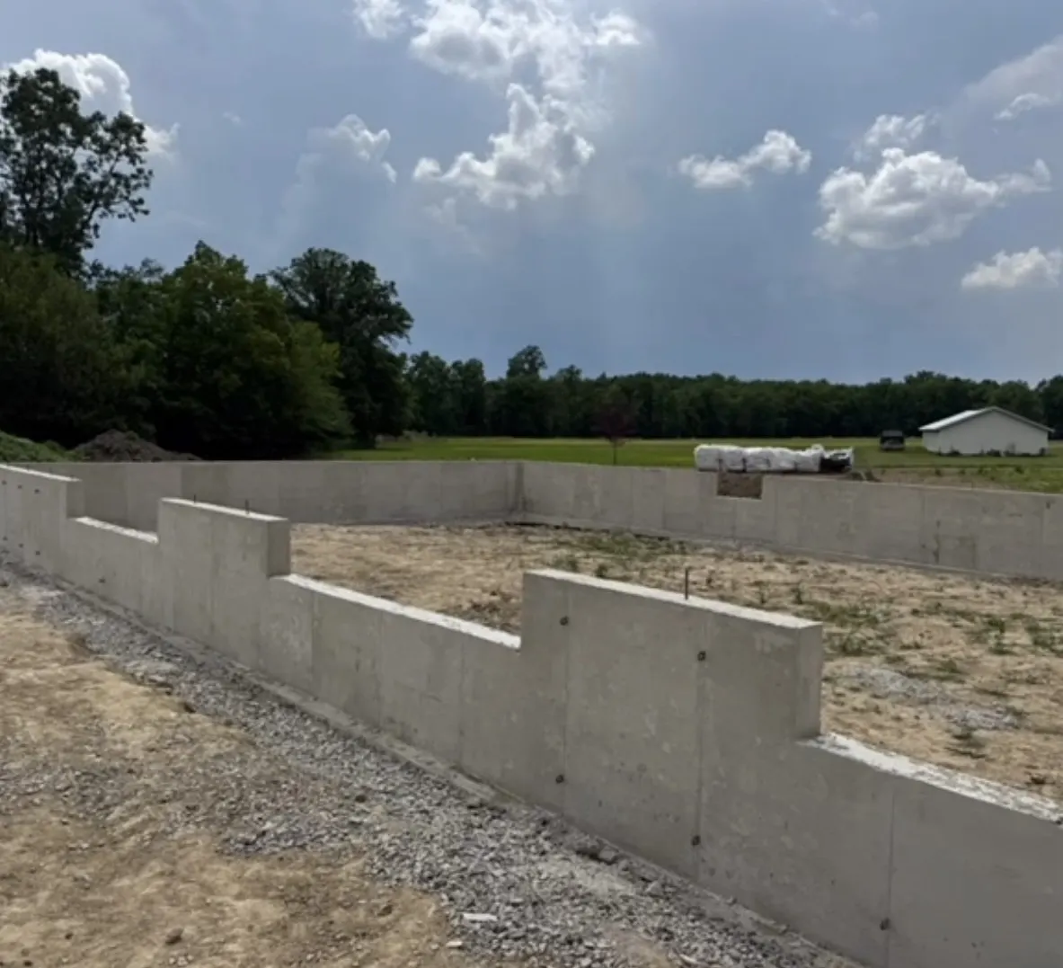 Completed poured concrete foundation walls