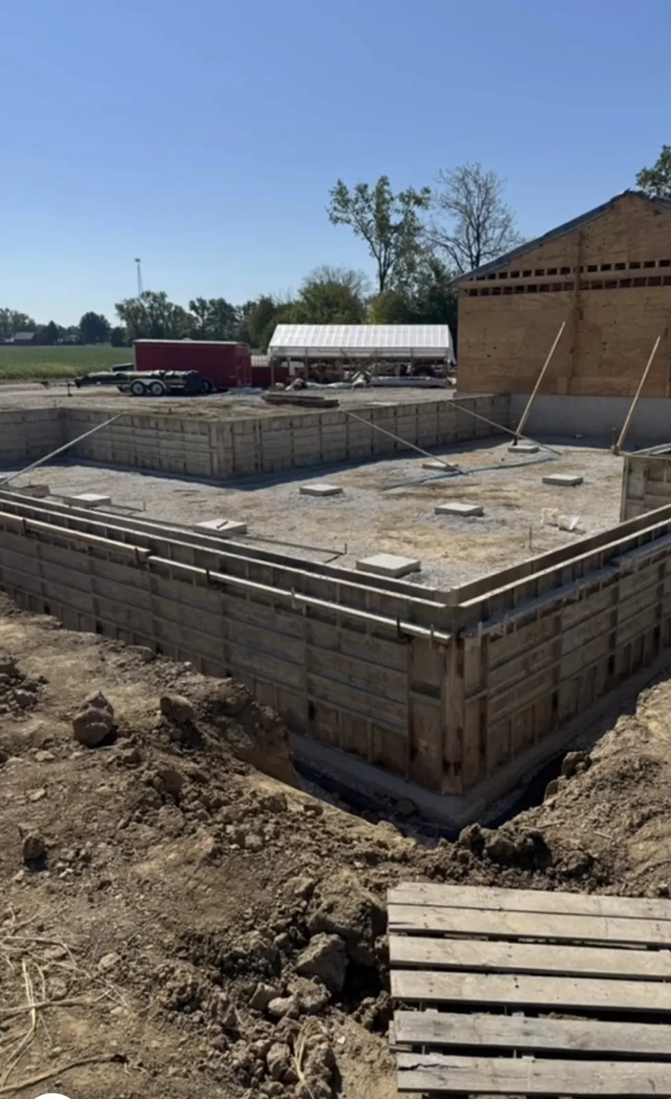 Formed foundation and slab preparation for new construction